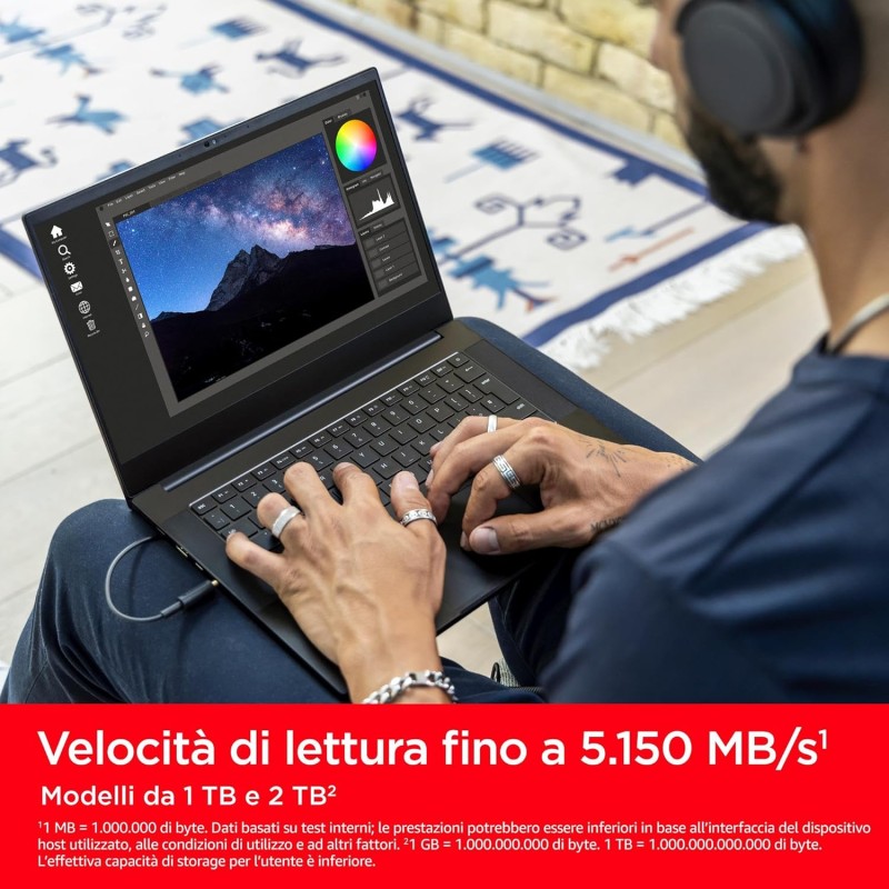 SanDisk Extreme 2TB, SSD Interno M.2 2280 NVMe SSD, PCIe Gen 4 con velocità di lettura fino a 5150 MB/s, Tecnologia nCache 4.0, - 2TB SanDisk Extreme 2TB, SSD Interno M.2 2280 NVMe SSD, PCIe Gen 4 con velocità di lettura fino a 5150 MB/s, Tecnologia nCache 4.0, - 2TB