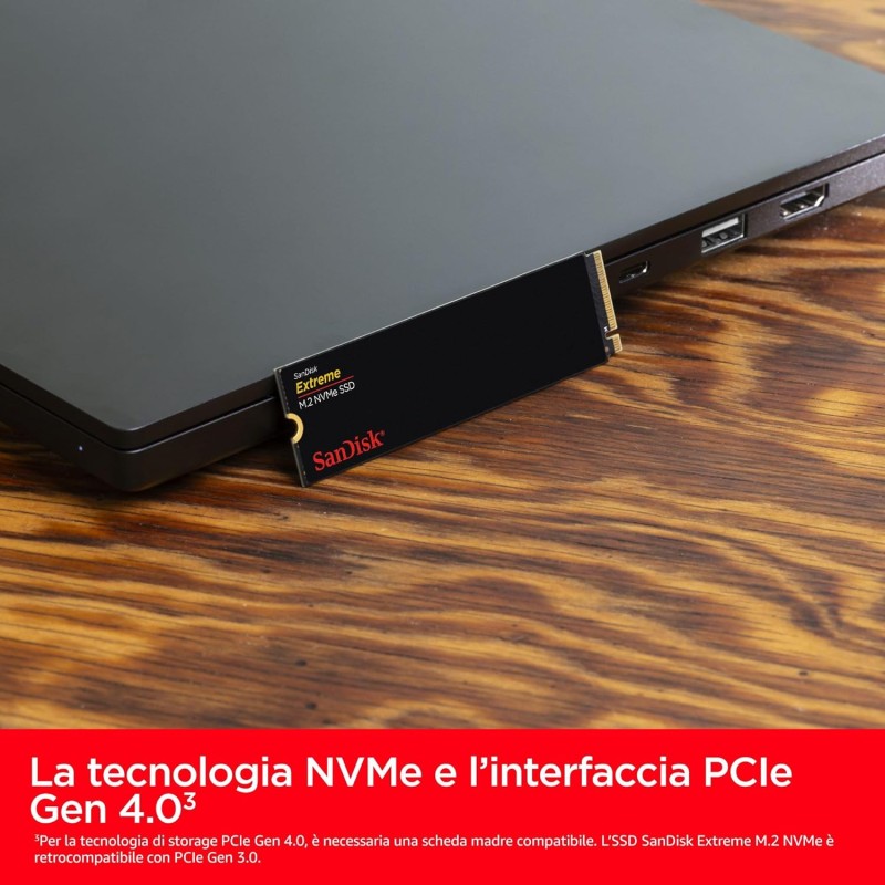 SanDisk Extreme 500GB, M.2 2280 PCIe Gen 4 NVMe SSD, con velocità di lettura fino a 5150 MB/s - 500GB SanDisk Extreme 500GB, M.2 2280 PCIe Gen 4 NVMe SSD, con velocità di lettura fino a 5150 MB/s - 500GB