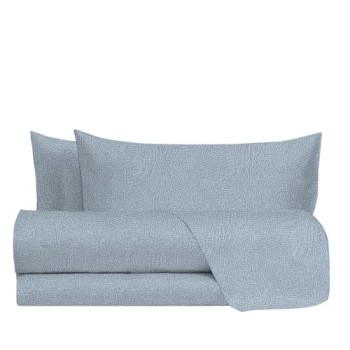 hermet Cristal, Set Lenzuola Letto Matrimoniale in Cotone, 100% Cotone,Completo Letto 2 Piazze, Lenzuolo Sopra, Lenzuolo con Angoli, Coppia Federe, Avio - Matrimoniale Avio