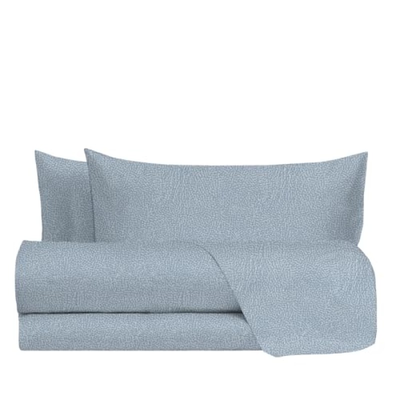 hermet Cristal, Set Lenzuola Letto Matrimoniale in Cotone, 100% Cotone,Completo Letto 2 Piazze, Lenzuolo Sopra, Lenzuolo con Angoli, Coppia Federe, Avio - Matrimoniale Avio