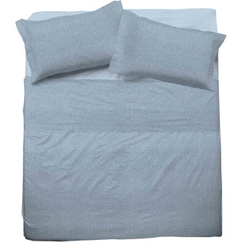 hermet Cristal, Set Lenzuola Letto Matrimoniale in Cotone, 100% Cotone,Completo Letto 2 Piazze, Lenzuolo Sopra, Lenzuolo con Angoli, Coppia Federe, Avio - Matrimoniale Avio