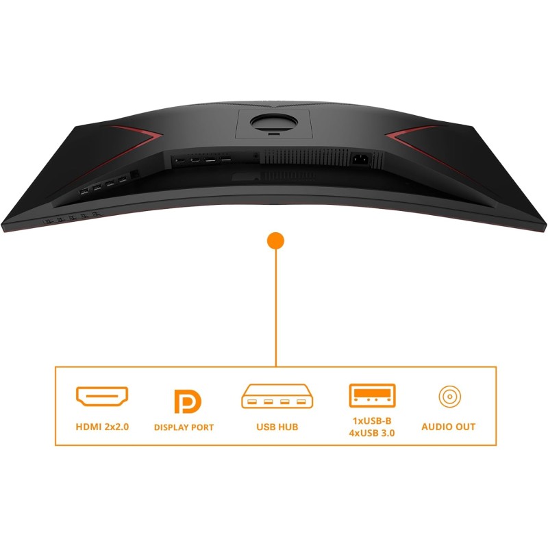 AOC Gaming CU34G2XP - WQHD Curved Monitor da 34 pollici, 180 Hz, FreeSync Prem., HDR400 (3440x1440, 1ms GtG, HDMI, DisplayPort, USB Hub) nero-rosso - 34" WQHD Curvo