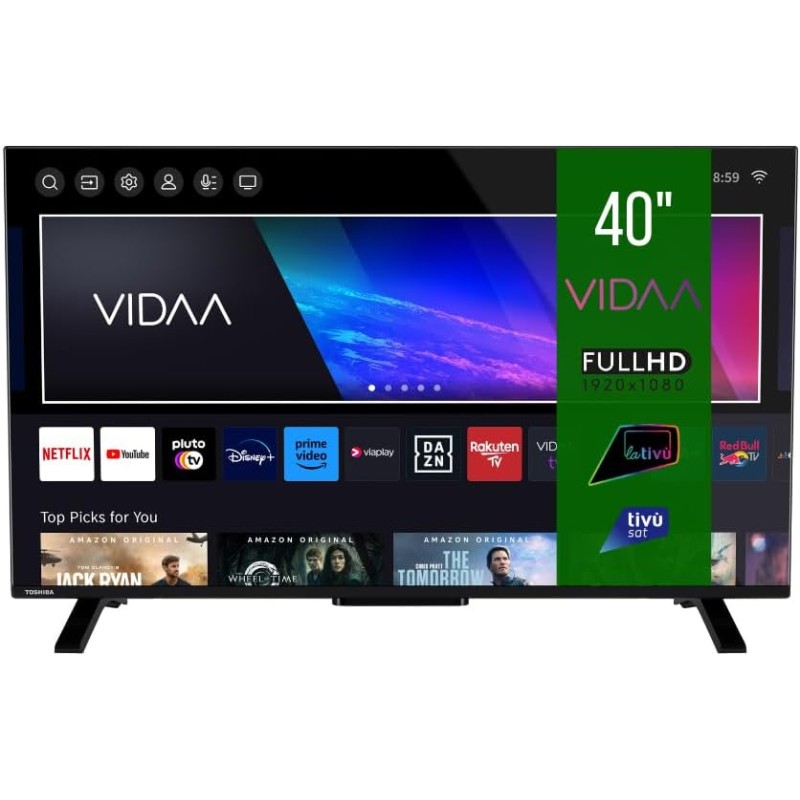 Toshiba Smart VIDAA TV 40" Full HD 40LV2E63DA TV 40 Pollici, Televisore LED Compatibile con Alexa, DVB-T2, Tecnologia LED, HDMI 2.1 Toshiba Smart VIDAA TV 40" Full HD 40LV2E63DA TV 40 Pollici, Televisore LED Compatibile con Alexa, DVB-T2, Tecnologia LED, HDMI 2.1