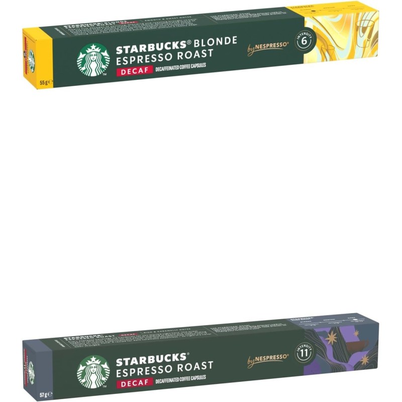 STARBUCKS Kit Degustazione Caffè Decaffeinati by Nespresso, 6 confezioni da 10 capsule (60 capsule compatibili Nespresso) - Esclusiva Amazon