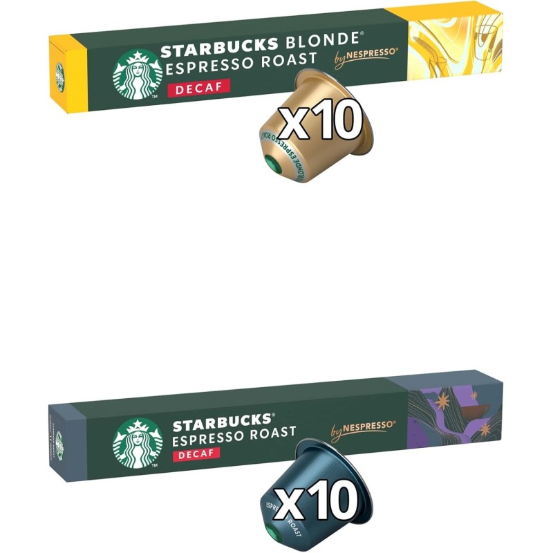 STARBUCKS Kit Degustazione Caffè Decaffeinati by Nespresso, 6 confezioni da 10 capsule (60 capsule compatibili Nespresso) - Esclusiva Amazon