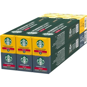STARBUCKS Kit Degustazione Caffè Decaffeinati by Nespresso, 6 confezioni da 10 capsule (60 capsule compatibili Nespresso) - Esclusiva Amazon