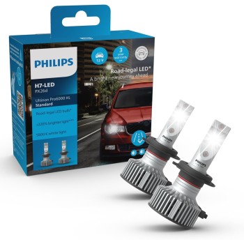 Philips Ultinon Pro6000 Standard H7-LED, lampadina LED omologata*, fino al 220% di luminosità in più**, 5.800K, set di 2 Philips Ultinon Pro6000 Standard H7-LED, lampadina LED omologata*, fino al 220% di luminosità in più**, 5.800K, set di 2
