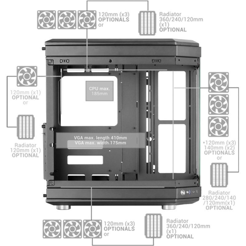 Mars Gaming MC-3T, Case Gaming Custom ATX, Vetro Temperato Continuo Tripla Finestra, Supporto Raffreddamento Liquido Completo, Doppia Camera Laterale, 3x Slot PCI Verticali, USB-C e USB 3.0, Rosso Mars Gaming MC-3T, Case Gaming Custom ATX, Vetro Temperato Continuo Tripla Finestra, Supporto Raffreddamento Liquido Completo, Doppia Camera Laterale, 3x Slot PCI Verticali, USB-C e USB 3.0, Rosso