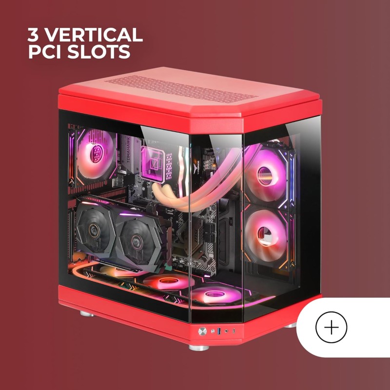 Mars Gaming MC-3T, Case Gaming Custom ATX, Vetro Temperato Continuo Tripla Finestra, Supporto Raffreddamento Liquido Completo, Doppia Camera Laterale, 3x Slot PCI Verticali, USB-C e USB 3.0, Rosso Mars Gaming MC-3T, Case Gaming Custom ATX, Vetro Temperato Continuo Tripla Finestra, Supporto Raffreddamento Liquido Completo, Doppia Camera Laterale, 3x Slot PCI Verticali, USB-C e USB 3.0, Rosso