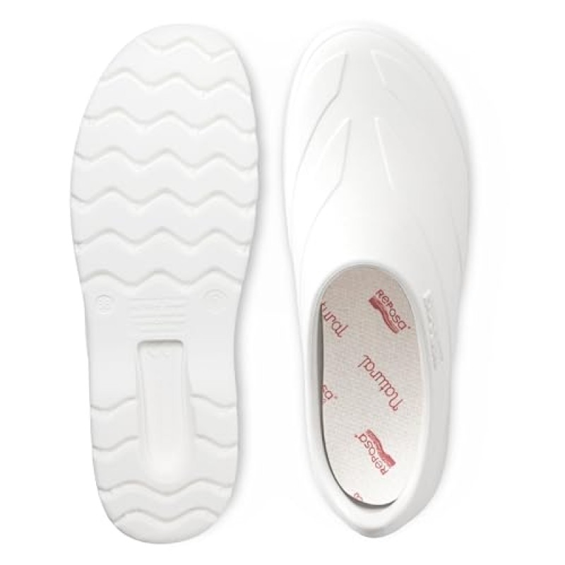 REPOSA Scarpetta - Scarpe Sanitarie Donna e Uomo in Gomma con Chiusura Tallone e Soletta Estraibile, Zoccoli Sanitari Donna e Uomo Anatomici e Antishock, Scarpe da Lavoro Sanitario con Fori Laterali - 38 EU Bianco