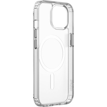 Belkin SheerForce Custodia per iPhone 15 con MagSafe, cover magnetica per iPhone 15, custodia protettiva trasparente, rivestimento antimicrobico e bumper rialzato per proteggere schermo e fotocamera - iPhone 15