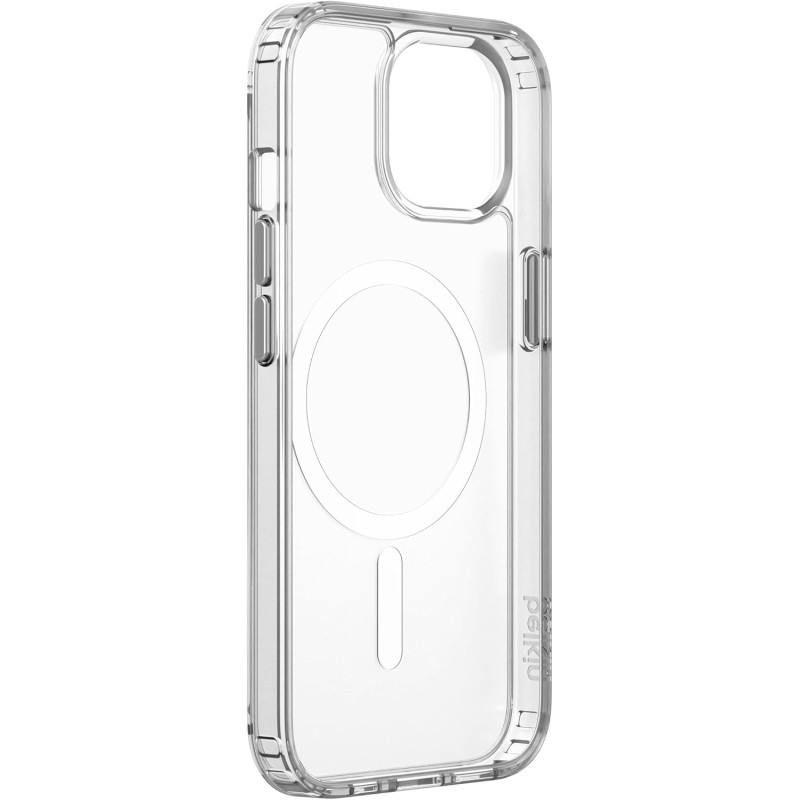 Belkin SheerForce Custodia per iPhone 15 con MagSafe, cover magnetica per iPhone 15, custodia protettiva trasparente, rivestimento antimicrobico e bumper rialzato per proteggere schermo e fotocamera - iPhone 15