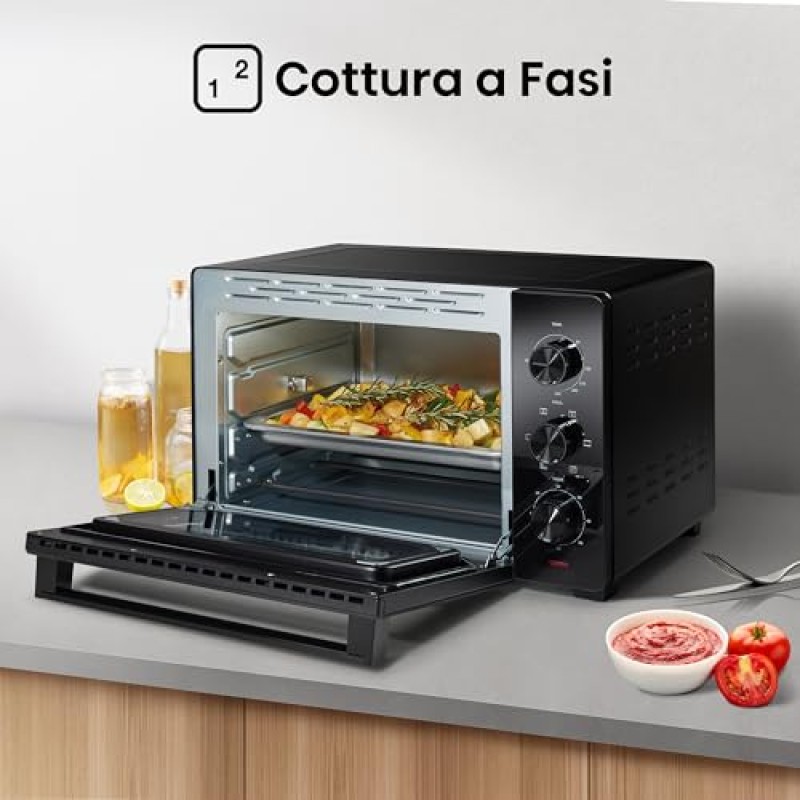 Hisense, HOM30M - Fornetto elettrico 30L, tre livelli di cottura, ventilato, girarrosto, comandi 3 manopole - 30 L Hisense, HOM30M - Fornetto elettrico 30L, tre livelli di cottura, ventilato, girarrosto, comandi 3 manopole - 30 L