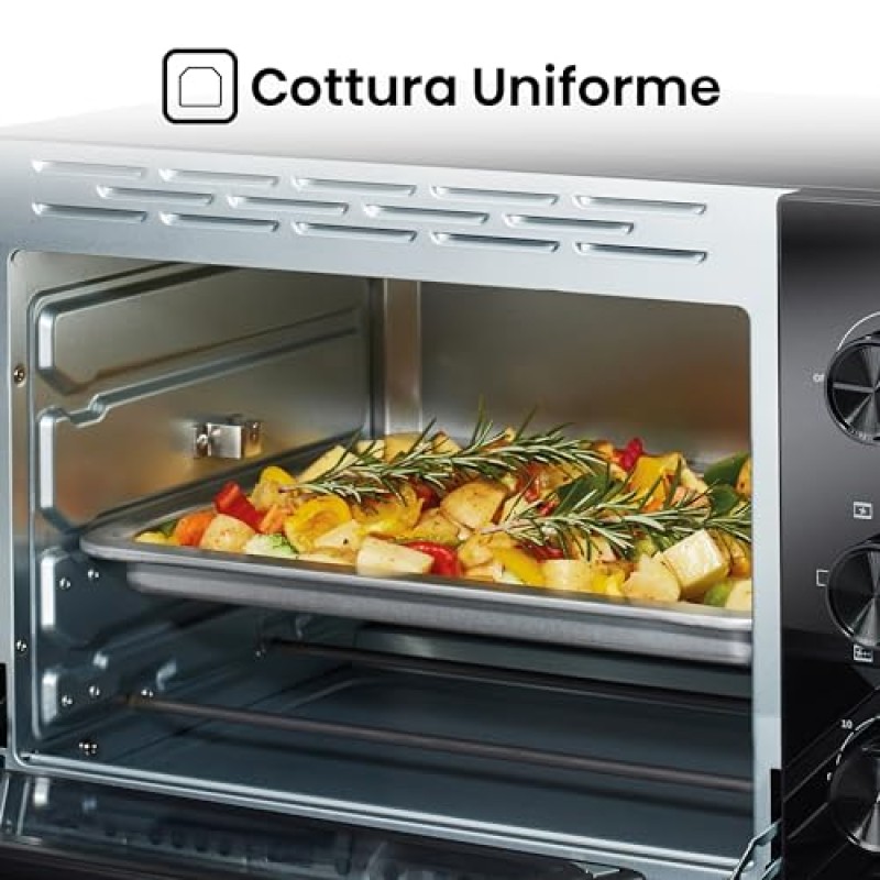 Hisense, HOM30M - Fornetto elettrico 30L, tre livelli di cottura, ventilato, girarrosto, comandi 3 manopole - 30 L Hisense, HOM30M - Fornetto elettrico 30L, tre livelli di cottura, ventilato, girarrosto, comandi 3 manopole - 30 L