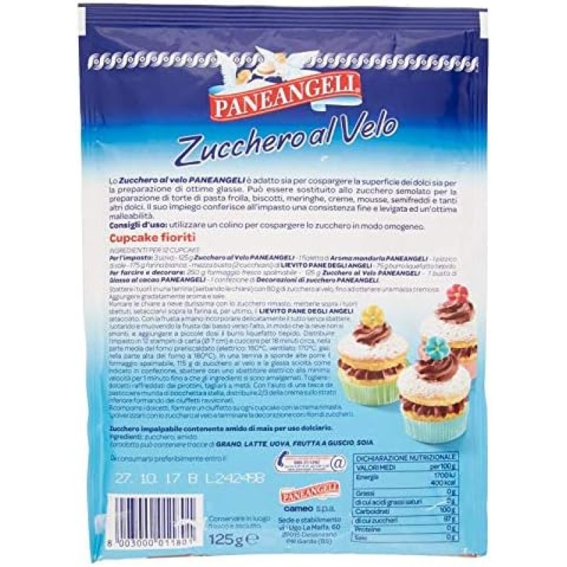 Paneangeli Zucchero a Velo, 125g (Confezione da 2) - 125 g (Confezione da 2)