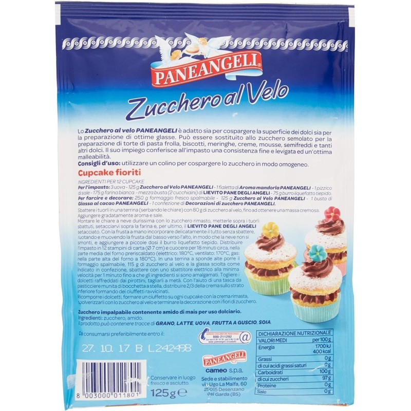 Paneangeli Zucchero a Velo, 125g (Confezione da 2) - 125 g (Confezione da 2)