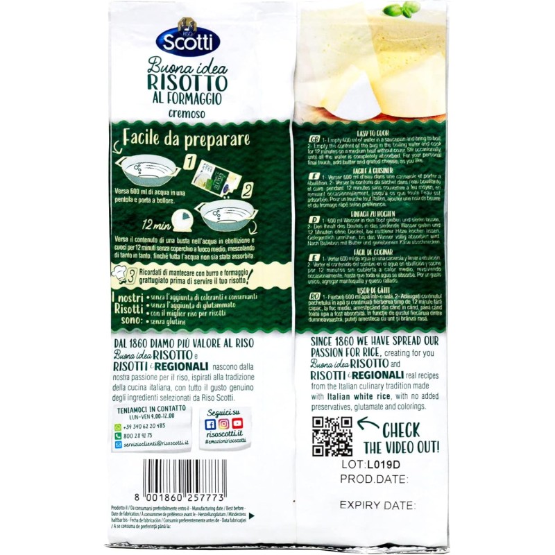 Riso Scotti, Risotto al Formaggio Cremoso, Riso Carnaroli con Formaggio, Senza Glutine, Pronto in 12 Minuti, 210 g (Confezione da 2) - 210 g (Confezione da 2)
