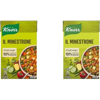 Knorr Minestrone Tradizionale, Piatti Pronti Knorr con Ingredienti 100% Naturali, Senza Coloranti e Senza Conservanti, Fonte di Fibre, Vegano, Confezione da 1500ml - 2 Unità (Confezione da 2)