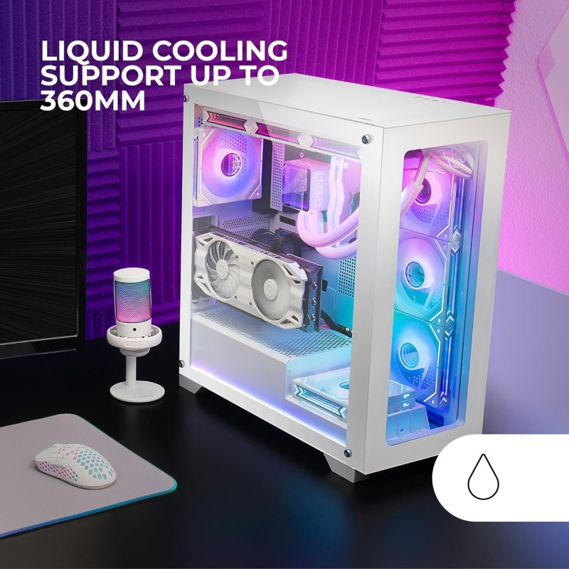 Mars Gaming MC-XP, Case Custom E-ATX, Vetro Temperato a Doppia Finestra, Supporto per il Raffreddamento a Liquido Completo, XXL Gaming Tower, PCI Verticale, USB 3.0, Bianco Mars Gaming MC-XP, Case Custom E-ATX, Vetro Temperato a Doppia Finestra, Supporto per il Raffreddamento a Liquido Completo, XXL Gaming Tower, PCI Verticale, USB 3.0, Bianco