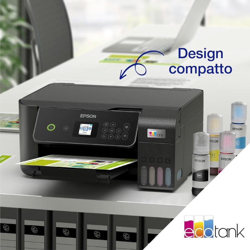 Epson EcoTank ET-2870 Stampante Multifunzione A4, Serbatoi Ricaricabili Alta Capacità, 4 Flaconi Inclusi pari a 3600pag B/N 6500pag Colore, Display LCD Epson EcoTank ET-2870 Stampante Multifunzione A4, Serbatoi Ricaricabili Alta Capacità, 4 Flaconi Inclusi pari a 3600pag B/N 6500pag Colore, Display LCD