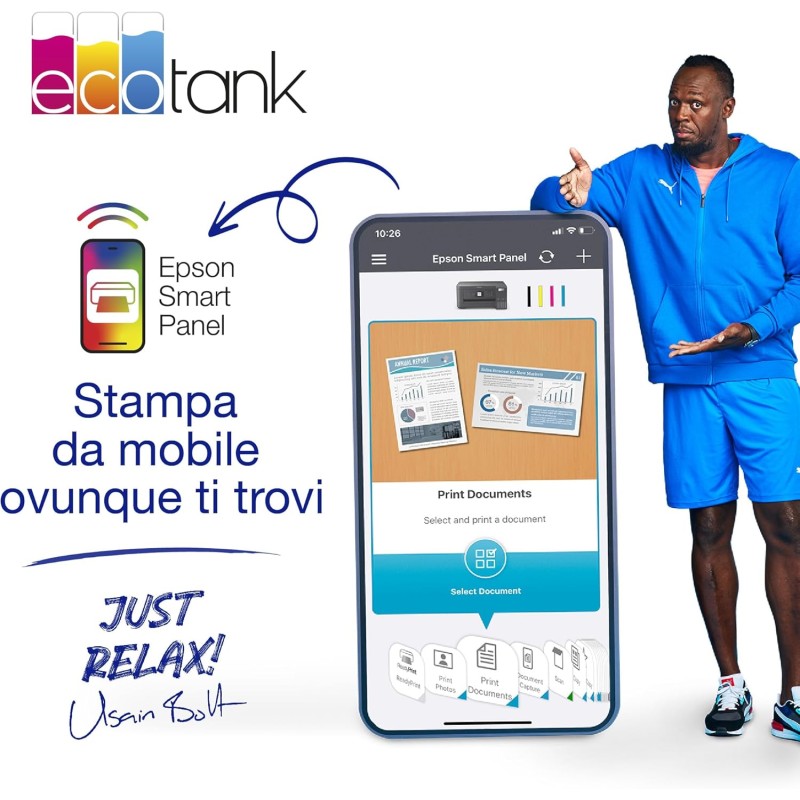 Epson EcoTank ET-2870 Stampante Multifunzione A4, Serbatoi Ricaricabili Alta Capacità, 4 Flaconi Inclusi pari a 3600pag B/N 6500pag Colore, Display LCD Epson EcoTank ET-2870 Stampante Multifunzione A4, Serbatoi Ricaricabili Alta Capacità, 4 Flaconi Inclusi pari a 3600pag B/N 6500pag Colore, Display LCD