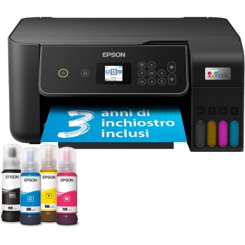 Epson EcoTank ET-2870 Stampante Multifunzione A4, Serbatoi Ricaricabili Alta Capacità, 4 Flaconi Inclusi pari a 3600pag B/N 6500pag Colore, Display LCD