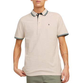 JACK & JONES Polo Plain Shirt Collar Polo - XS Beige - Blu
