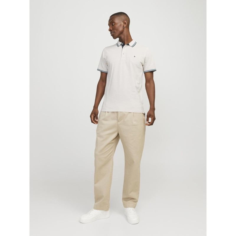 JACK & JONES Polo Plain Shirt Collar Polo - L Beige - Blu JACK & JONES Polo Plain Shirt Collar Polo - L Beige - Blu
