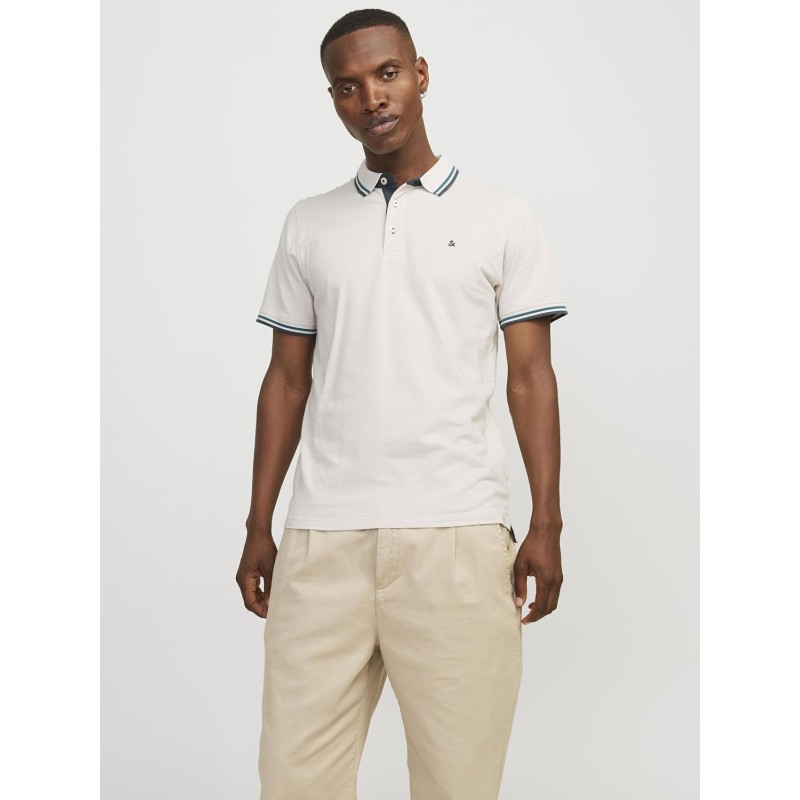 JACK & JONES Polo Plain Shirt Collar Polo - L Beige - Blu JACK & JONES Polo Plain Shirt Collar Polo - L Beige - Blu