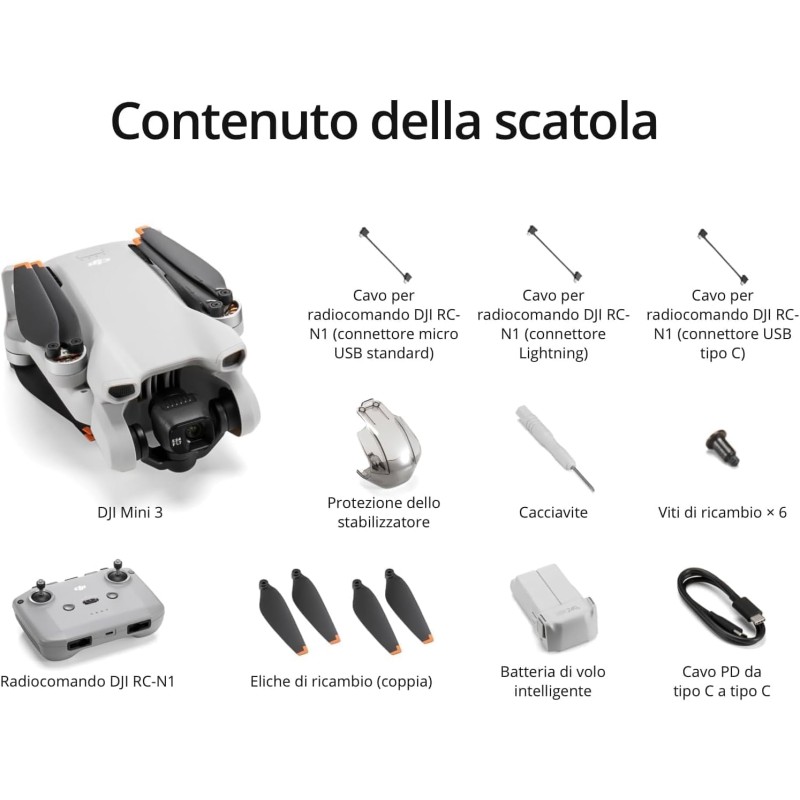 DJI Mini 3 – Mini drone con fotocamera leggero e pieghevole con video in 4K HDR, autonomia di 38 minuti, Riprese verticali native e funzioni intelligenti, C0 DJI Mini 3 – Mini drone con fotocamera leggero e pieghevole con video in 4K HDR, autonomia di 38 minuti, Riprese verticali native e funzioni intelligenti, C0