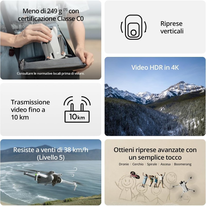 DJI Mini 3 – Mini drone con fotocamera leggero e pieghevole con video in 4K HDR, autonomia di 38 minuti, Riprese verticali native e funzioni intelligenti, C0 DJI Mini 3 – Mini drone con fotocamera leggero e pieghevole con video in 4K HDR, autonomia di 38 minuti, Riprese verticali native e funzioni intelligenti, C0