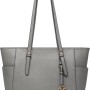 Miss Lulu Borsa Tote Donna Università Grande, Elegante Mano Bag Maniglia Regolabile, PU Pelle per Viaggi, Lavoro e Scuola - 3-3 Grigio