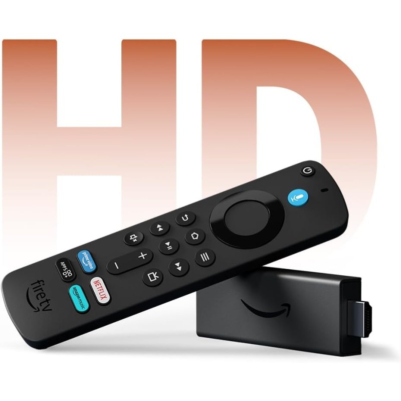 Amazon Fire TV Stick HD, free and live TV, Alexa Voice Remote, smart home controls, HD streaming