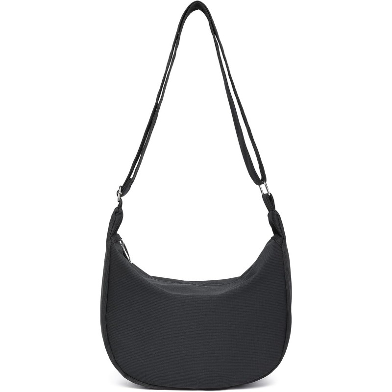 Miss Lulu Borsa Tracolla Donna Nero Nylon Impermeabile, Borse Mezzaluna Marsupio Spalla Con con Tracolla Regolabile, Messenger Crossbody Bag per Shopping Viaggio - 2-1 Nero Miss Lulu Borsa Tracolla Donna Nero Nylon Impermeabile, Borse Mezzaluna Marsupio Spalla Con con Tracolla Regolabile, Messenger Crossbody Bag per Shopping Viaggio - 2-1 Nero