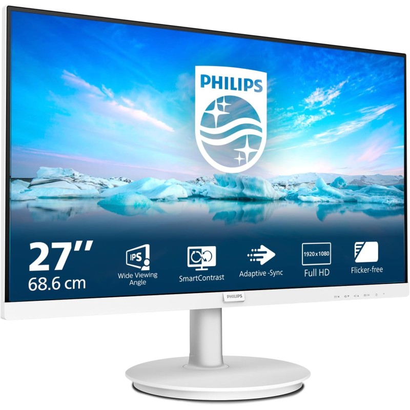 PHILIPS Monitor, HDMI - VGA, Altoparlante V8, 27 Pollici FHD, 2022, White, altoparlante integrato - 27" PHILIPS Monitor, HDMI - VGA, Altoparlante V8, 27 Pollici FHD, 2022, White, altoparlante integrato - 27"