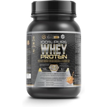 Healthy FUSION Whey protein 100% pura | Proteine Whey + Collagene + Magnesio | Proteine del siero di Latte isolate per lo sviluppo muscolare | Massa muscolare pulita | 1000 g caramello salato