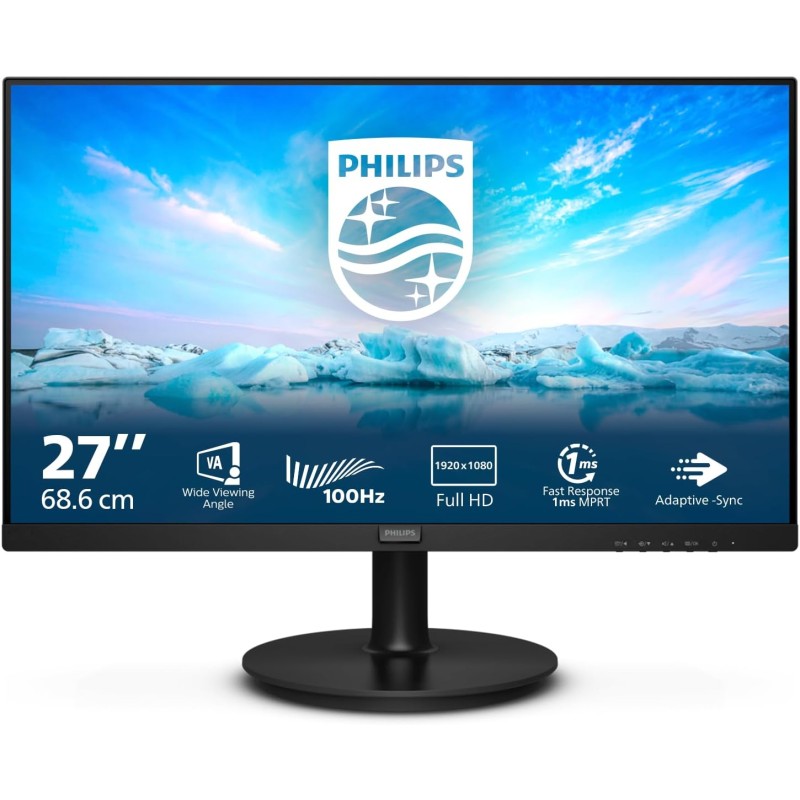 PHILIPS 271V8LAB - Monitor Full HD, 27 pollici, altoparlante integrato, flicker free (1920x1080, 100 Hz, VGA, HDMI) nero - 27 Pollici FHD 100Hz