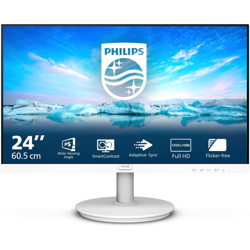 PHILIPS Monitor, HDMI - VGA, Altoparlante V8, 2022, 24 Pollici FHD White, altoparlante integrato - 24" PHILIPS Monitor, HDMI - VGA, Altoparlante V8, 2022, 24 Pollici FHD White, altoparlante integrato - 24"