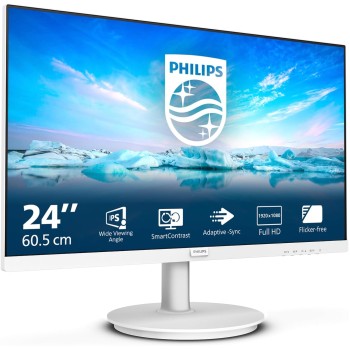 PHILIPS Monitor, HDMI - VGA, Altoparlante V8, 2022, 24 Pollici FHD White, altoparlante integrato - 24"