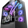 Mars Gaming MC-ULT, Case Gaming Custom XXL E-ATX, Doppio Vetro Temperato Senza Cornice a 90° + Porta Laterale, Supporto Completo Raffreddamento a Liquido, Design Doppia Camera Verticale, Nero