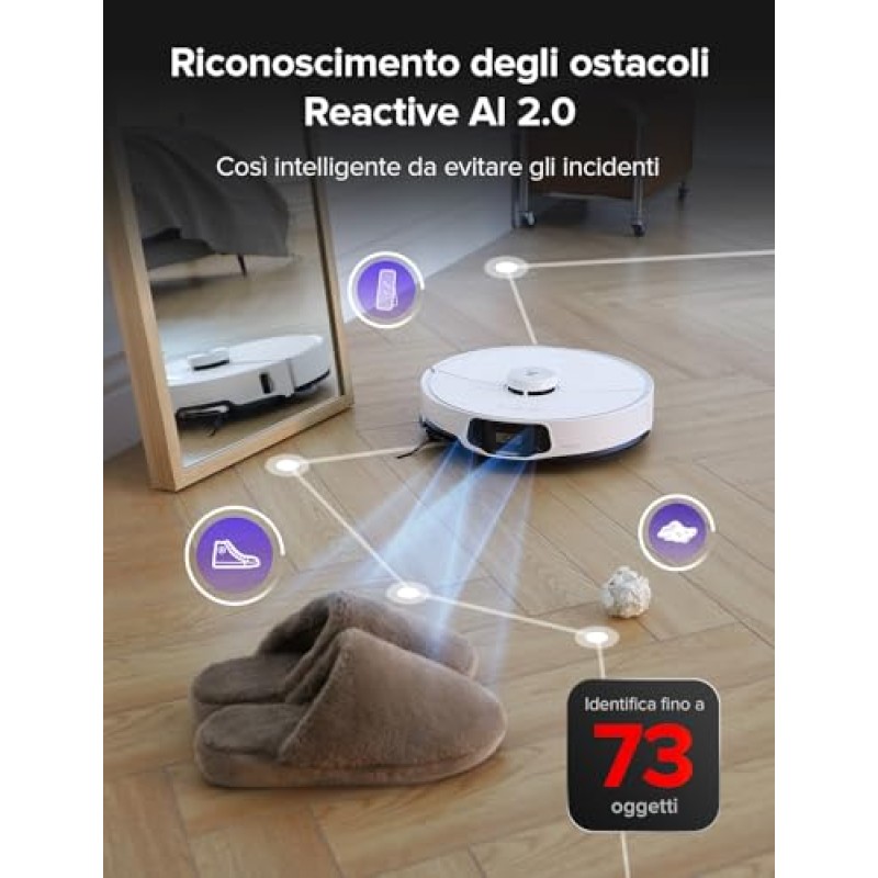 roborock S8 MaxV Ultra Robot Aspirapolvere e Lavapavimenti, RockDock Ultra 8-in-1 Stazione Autopulente, Distributore Auto di Detersivo, 10000Pa, Reactive AI 2.0, Lavaggio Mocio ad Acqua Calda - S8 Maxv Ultra Bianco