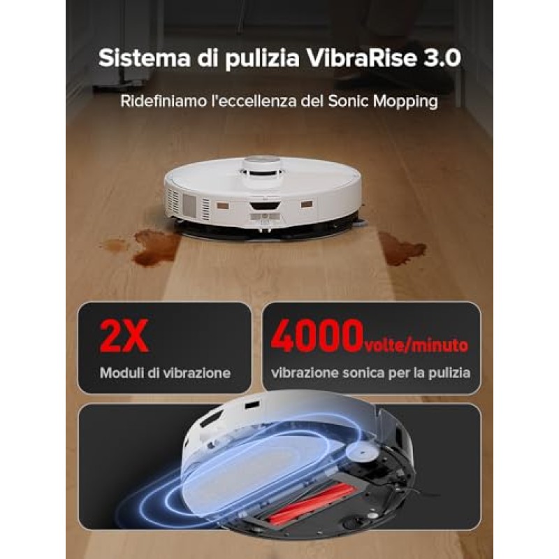 roborock S8 MaxV Ultra Robot Aspirapolvere e Lavapavimenti, RockDock Ultra 8-in-1 Stazione Autopulente, Distributore Auto di Detersivo, 10000Pa, Reactive AI 2.0, Lavaggio Mocio ad Acqua Calda - S8 Maxv Ultra Bianco