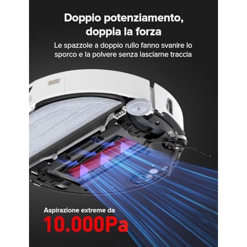 roborock S8 MaxV Ultra Robot Aspirapolvere e Lavapavimenti, RockDock Ultra 8-in-1 Stazione Autopulente, Distributore Auto di Detersivo, 10000Pa, Reactive AI 2.0, Lavaggio Mocio ad Acqua Calda - S8 Maxv Ultra Bianco