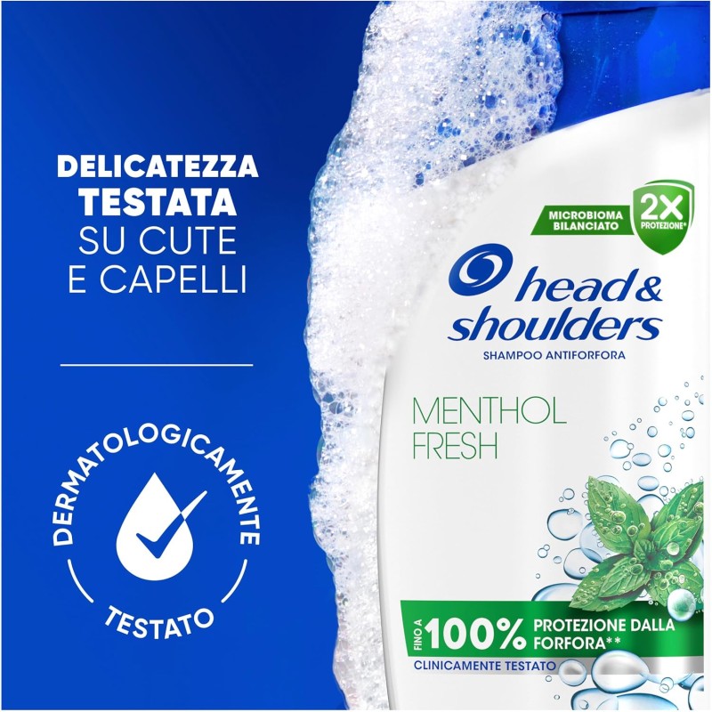 Head & Shoulders Shampoo Antiforfora Menthol Fresh 6X250ml Uso Quotidiano. Fino al 100% Protezione dalla Forfora. Clinicamente Testato. Tutti i Tipi di Cute e Capelli. Sensazione di Freschezza Head & Shoulders Shampoo Antiforfora Menthol Fresh 6X250ml Uso Quotidiano. Fino al 100% Protezione dalla Forfora. Clinicamente Testato. Tutti i Tipi di Cute e Capelli. Sensazione di Freschezza