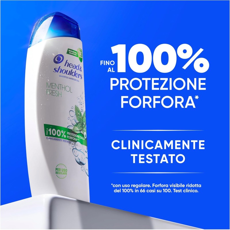 Head & Shoulders Shampoo Antiforfora Menthol Fresh 6X250ml Uso Quotidiano. Fino al 100% Protezione dalla Forfora. Clinicamente Testato. Tutti i Tipi di Cute e Capelli. Sensazione di Freschezza Head & Shoulders Shampoo Antiforfora Menthol Fresh 6X250ml Uso Quotidiano. Fino al 100% Protezione dalla Forfora. Clinicamente Testato. Tutti i Tipi di Cute e Capelli. Sensazione di Freschezza