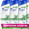 Head & Shoulders Shampoo Antiforfora Menthol Fresh 6X250ml Uso Quotidiano. Fino al 100% Protezione dalla Forfora. Clinicamente Testato. Tutti i Tipi di Cute e Capelli. Sensazione di Freschezza