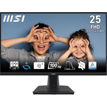 MSI PRO MP252 Monitor 24,5" - FHD IPS (1920 x 1080), 100 Hz, schermo Eye-Friendly, altoparlanti integrati, inclinabile, HDMI 1.4b, D-Sub (VGA) - 25" Nero