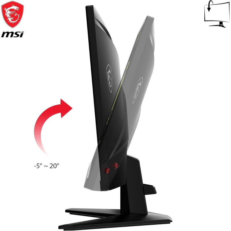 MSI MAG 256F Monitor Gaming 24,5" FHD - Pannello IPS Rapid (1920 x 1080), 180 Hz / 1ms GtG, 127% sRGB, Design senza cornice, HDR Ready - DisplayPort 1.2a, HDMI™ CEC, Nero - 180 Hz