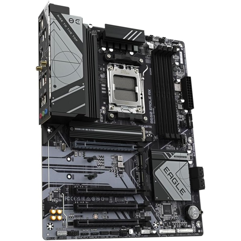 GIGABYTE B650 EAGLE AX Scheda madre - AMD Ryzen serie 9000, VRM a 12+2+2 fasi, fino a 7600 MHz DDR5 (OC), 1xPCIe 5.0 + 2xPCIe 4.0 M.2, LAN GbE, WIFI 6E, USB 3.2 Gen 2 - ATX GIGABYTE B650 EAGLE AX Scheda madre - AMD Ryzen serie 9000, VRM a 12+2+2 fasi, fino a 7600 MHz DDR5 (OC), 1xPCIe 5.0 + 2xPCIe 4.0 M.2, LAN GbE, WIFI 6E, USB 3.2 Gen 2 - ATX