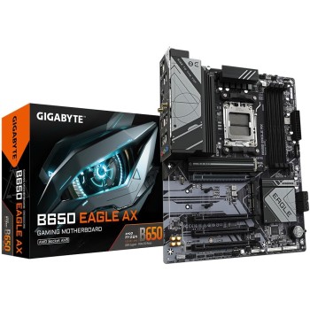 GIGABYTE B650 EAGLE AX Scheda madre - AMD Ryzen serie 9000, VRM a 12+2+2 fasi, fino a 7600 MHz DDR5 (OC), 1xPCIe 5.0 + 2xPCIe 4.0 M.2, LAN GbE, WIFI 6E, USB 3.2 Gen 2 - ATX